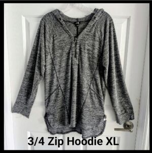 CG 3/4 Zip Cable & Gauge XL Women's Athletic hoodie  Workout Top, Gray heather